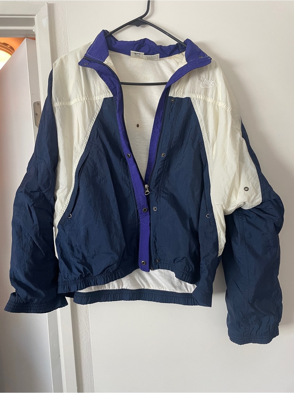 Nike Navy, White & Purple Retro Bomber Jacket
